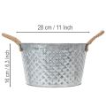 Rund zinkskål med rebhåndtag Ø28cm H16cm | Floristik24.dk