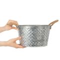 Rund zinkskål med rebhåndtag Ø28cm H16cm | Floristik24.dk