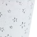 Floristik24 Zinkgryde med stjerner Ø12cm H10cm vasket hvid 6stk