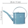 Dekorativ vandkande til blomsterpotte i blå metal 28x13x17cm 1,25l til have og balkon | Floristik24.dk