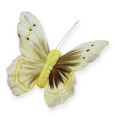 Floristik24 Dekorativ sommerfugl på trådgul 8cm 12stk