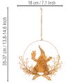 Juledekorationsring, rensdyr i ring, julemanden med gave, metaldekoration, rusten finish, Ø18 cm, sæt med 2 | Floristik24.dk