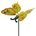 Floristik24 Sommerfugl på pind 17cm gul