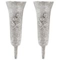 Grå gravvase med rosemotiv, 26 cm høj, 2 stk. | Floristik24.dk