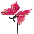 Floristik24 Sommerfugl på pind 8cm Pink